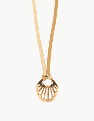 Golden Eurybia Pendant with Leather Band