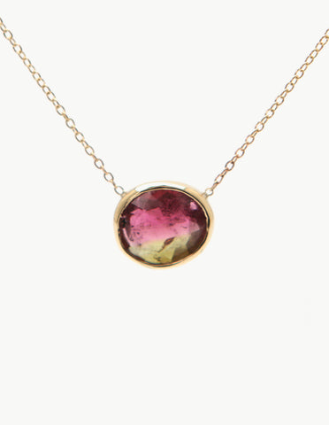 Watermelon Tourmaline Slice Necklace