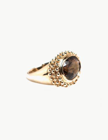 Beaded Ring with Cognac Spinel